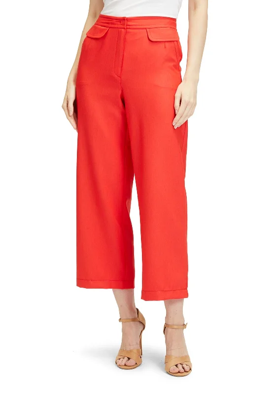 Betty Barclay High Rise Cropped Wide Leg Trouser, Red Trousers Vintage Classic