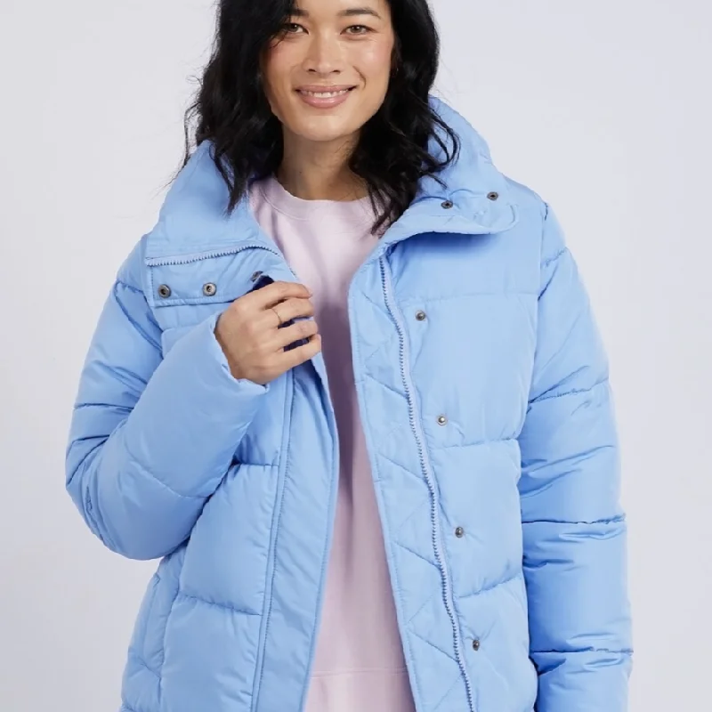 Elm Lifestyle Longline Puffer Jacket Tiered Jacket Buttoned Jacket Zippered Jacket