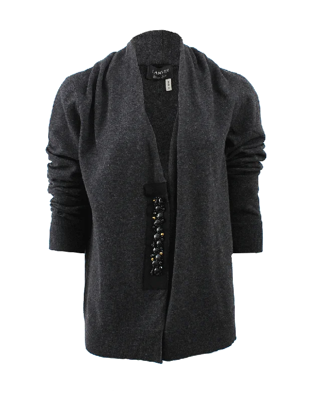 Jeweled Button Placket Cardigan Anti-Pilling Anti-Shrink Durable