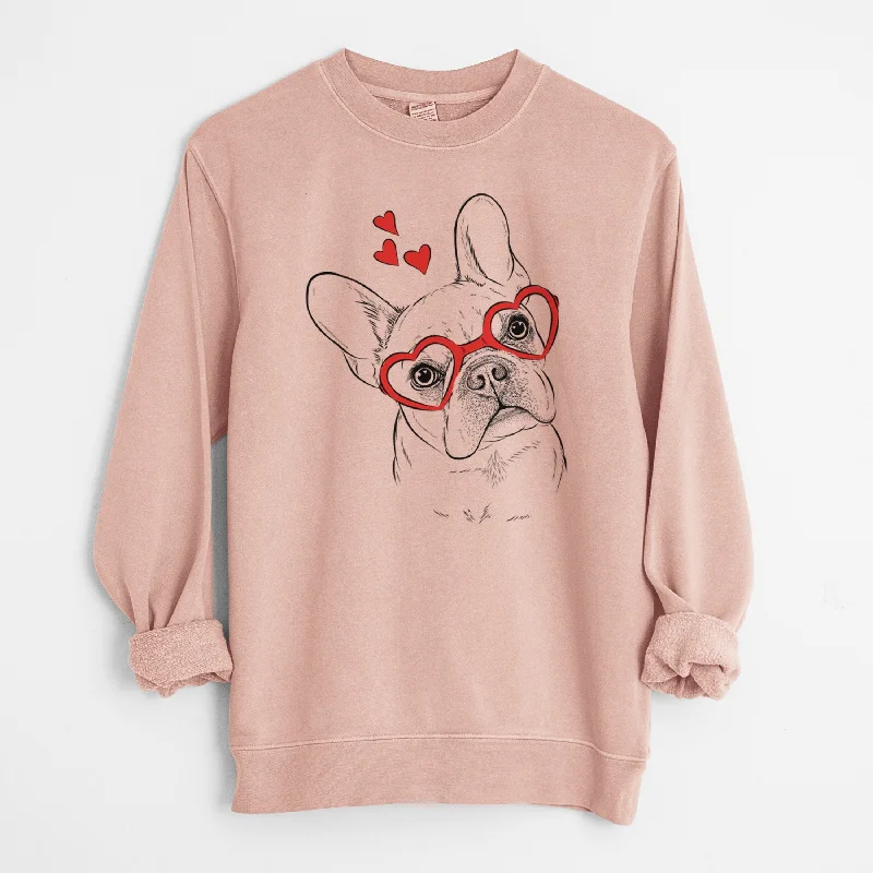 Valentine Loki the French Bulldog - Unisex Pigment Dyed Crew Sweatshirt Hoodie with Cropped Fit Short Trendy Valentine Loki the French Bulldog - Unisex Pigment Dyed Crew Sweatshirt Hoodie with Cropped Fit Short Trendy