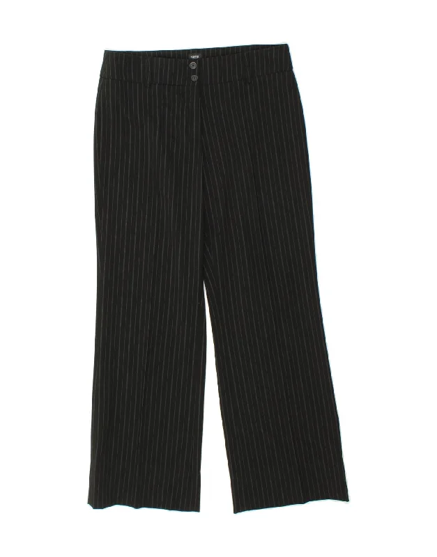 ESPRIT Womens Bootcut Casual Trousers UK 14 Medium W32 L30 Black Pinstripe Trousers Occasion Special