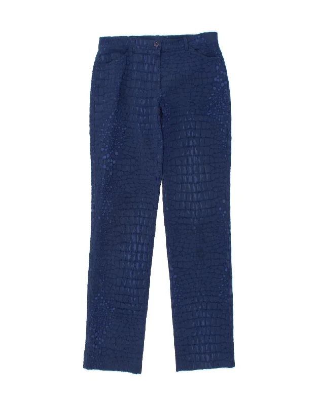 L.PUCCI Womens Straight Casual Trousers IT 44 Medium W30 L33  Navy Blue Trousers Lace Delicate