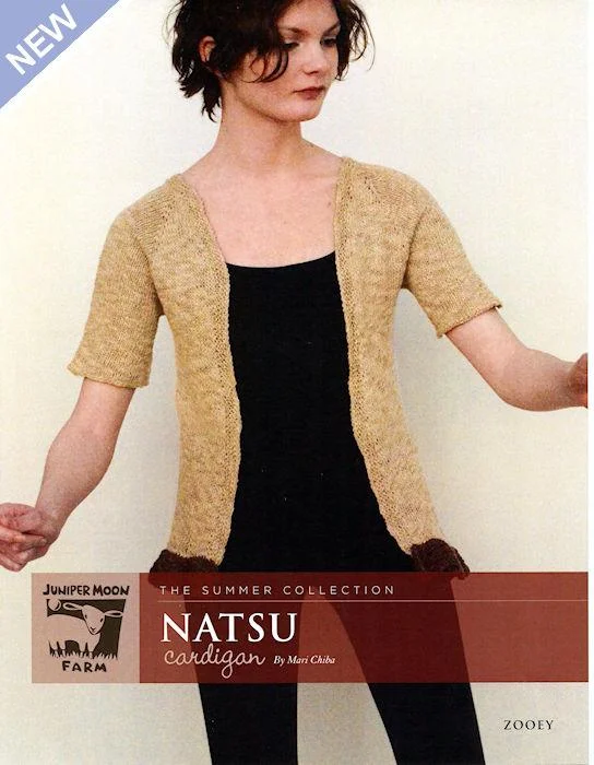 Natsu Cardigan Pattern Leaflet by Mari Chiba for Juniper Moon Farm Terry Blend Velvet Blend Canvas Blend