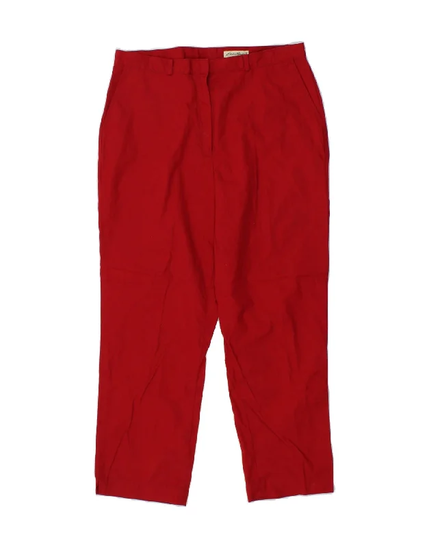 EDDIE BAUER Womens Slim Chino Trousers US 12 Large W32 L26 Red Cotton Trousers Bridal Satin