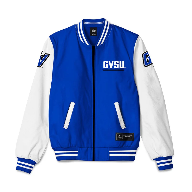 Grand Valley - NCAA Women's Swimming & Diving : Linda Frick - Bomber Jacket Notch Collar Jacket Peter Pan Collar Jacket Cowl Neck Jacket