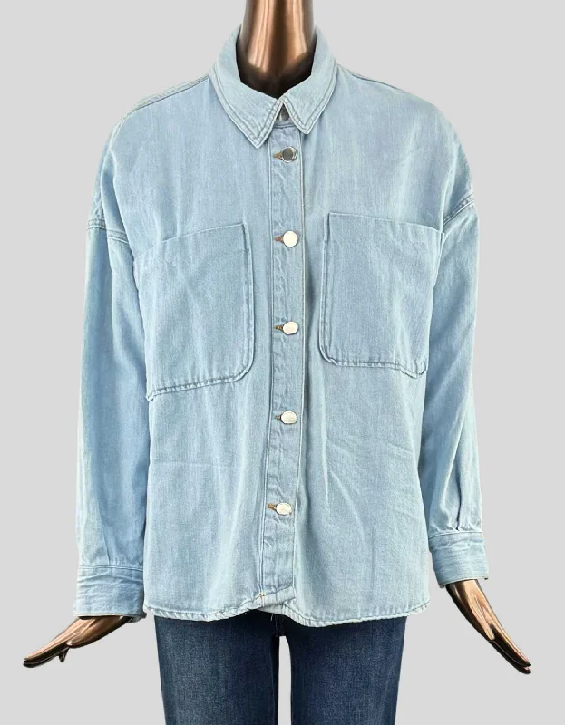 ZARA Denim Shirt Jacket - Large Mesh Jacket Canvas Jacket Denim Jacket