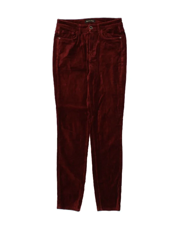 MASSIMO DUTTI Womens Skinny Casual Trousers EU 36 Small W27 L29 Burgundy Trousers Bridal Satin