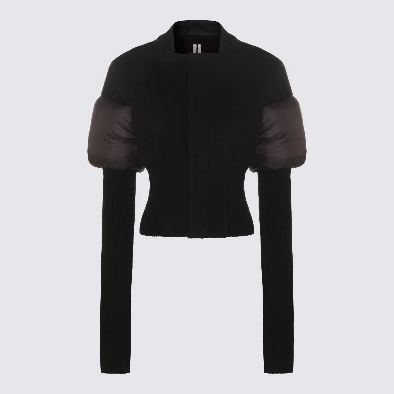 Rick Owens Jackets Black Wool Fabric Cashmere Fabric Tweed Fabric