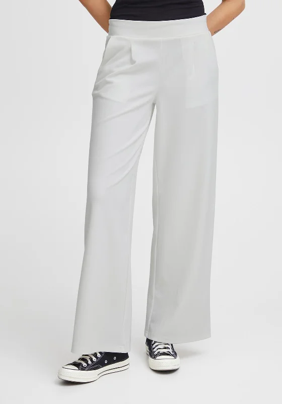 Ichi Kate Sus Wide Leg Casual Trousers, Cloud Dancer Trousers luxurious premium