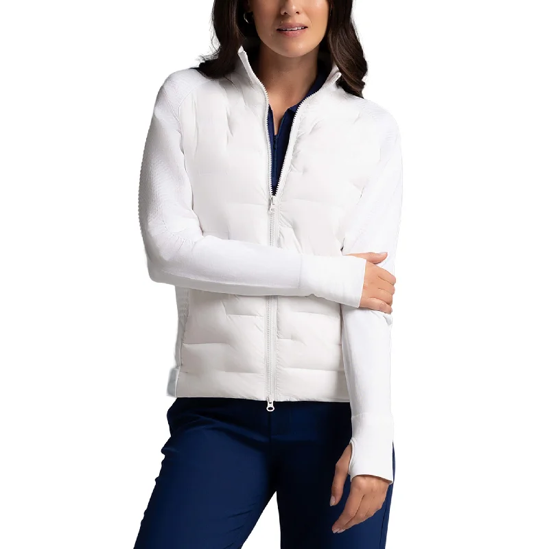 IBKUL Women's Hybid Puff Jacket - White Wool Jacket Cashmere Jacket Tweed Jacket