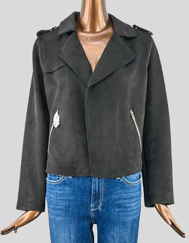 T TAHARI Faux Suede Crop Moto Jacket w/ Tags - Medium Wool Jacket Cashmere Jacket Tweed Jacket