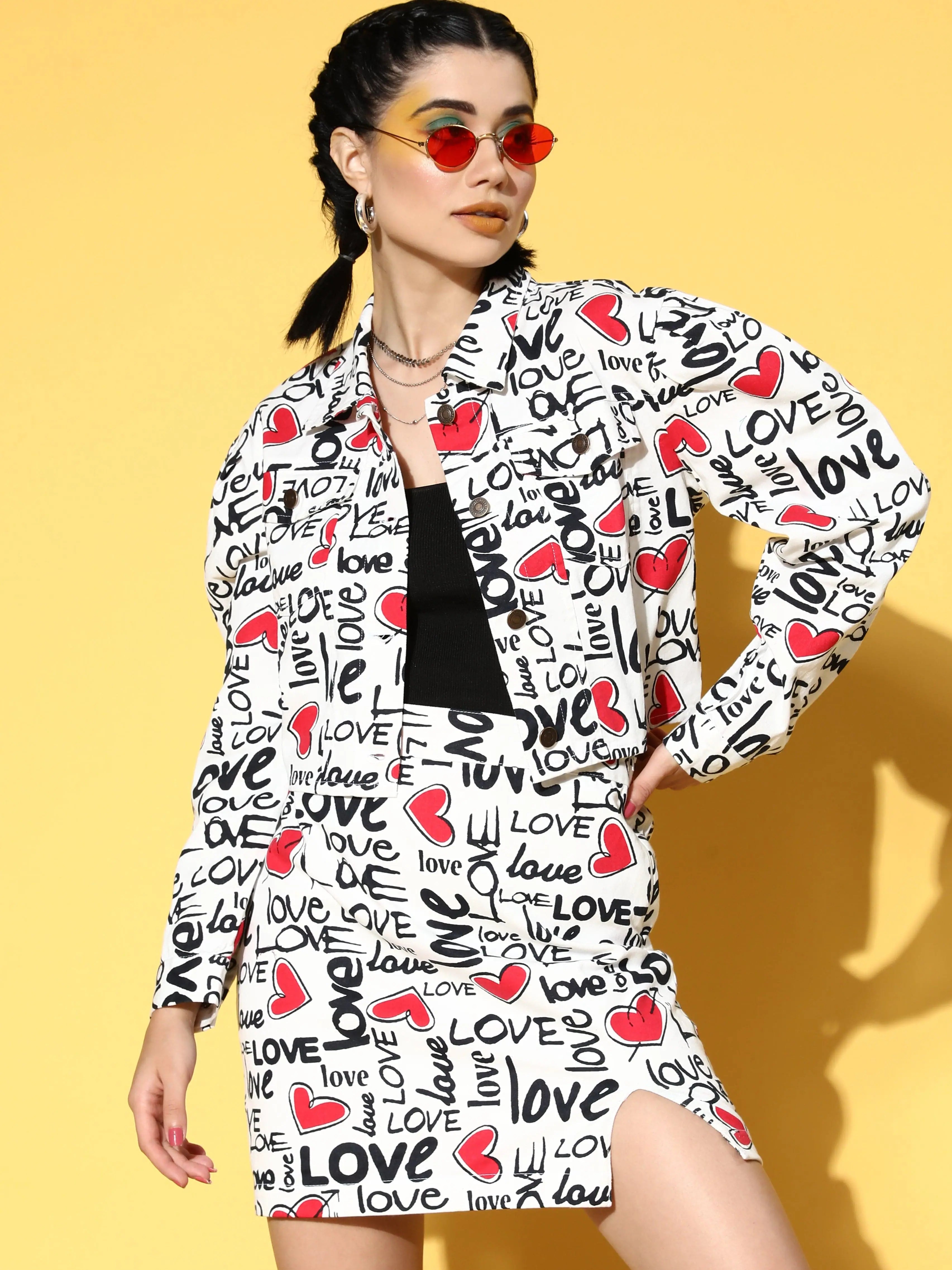 Women Printed Red Collared Neck Full Sleeve Jacket Tailored Jacket Straight Jacket A-Line Jacket