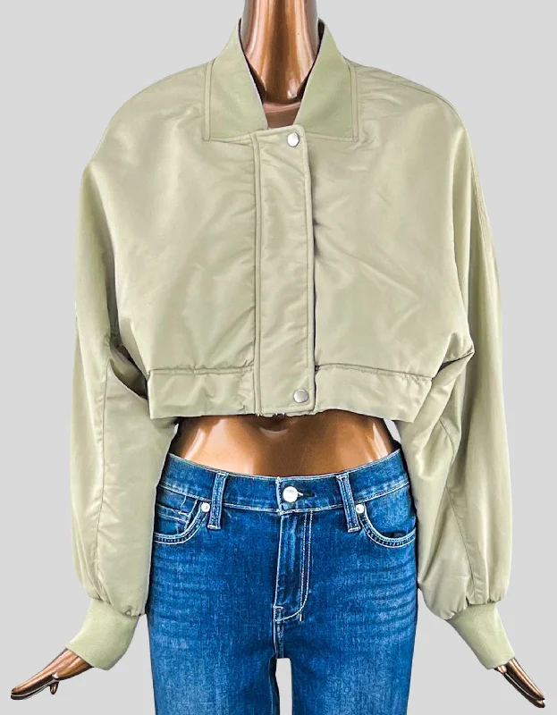 ZARA cropped bomber jacket w/ Tags - Medium Front Pockets Side Pockets Patch Pockets