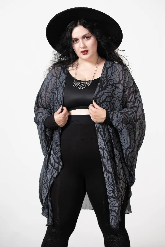 Obscurum Chiffon Cardigan Asymmetrical,ymmetric Pencil Cardigan