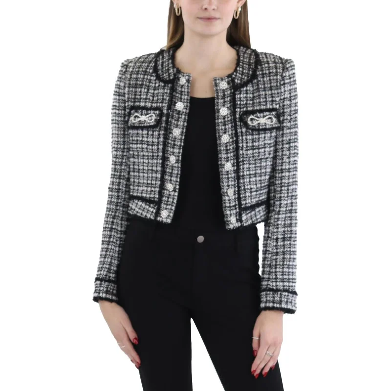 Generation Love Womens Zio Tweed Cropped Open-Front Blazer Women's Luxurious Suit