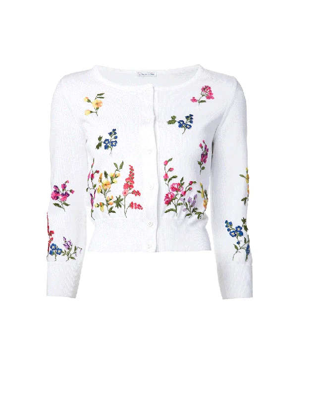 Floral Embroidered Cardigan Thin Thick Dense