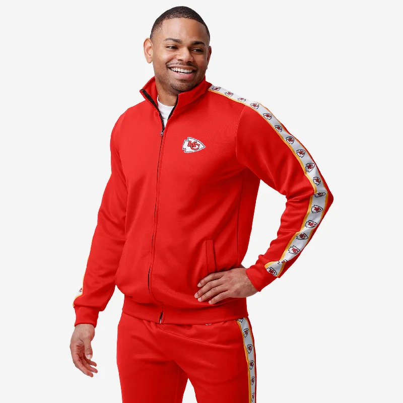 Kansas City Chiefs Stripe Logo Track Jacket Stand-Up Collar Roll-Neck Collar Turtle Neck