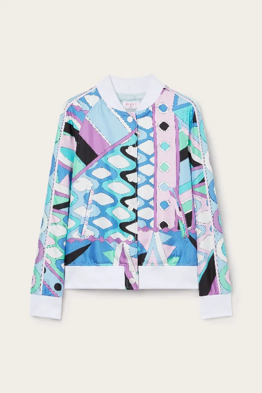 Vivara-Print Silk-Twill Bomber Jacket Belted Jacket Elasticated Jacket Padded Jacket