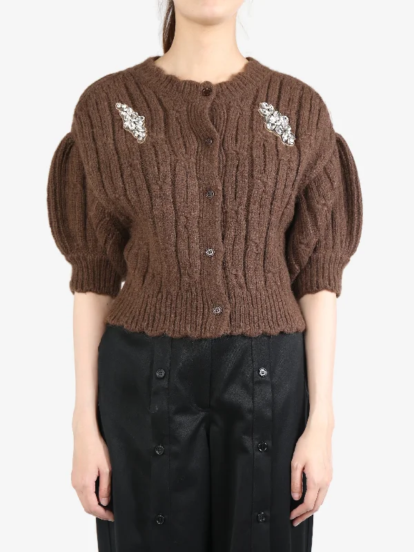 SIMONE ROCHA - Women W/Emb Cropped Chunky Knit Cardigan Spandex Rayon Corduroy