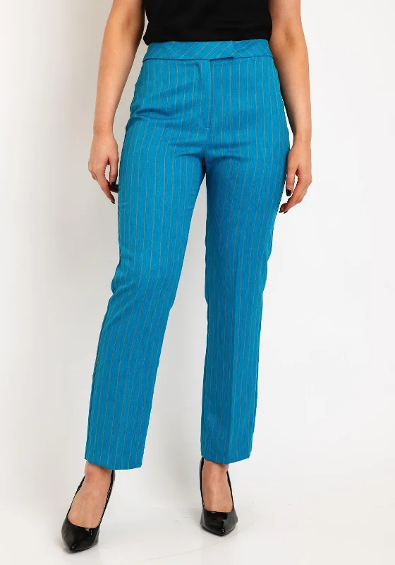 Kate Cooper Striped Tapered Trouser, Damson Blue Trousers Seasonal Trendy