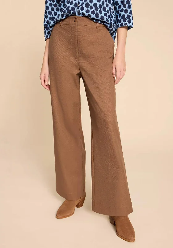 White Stuff Belle Wide Leg Trouser, Mid Tan Trousers Plaid Checkered