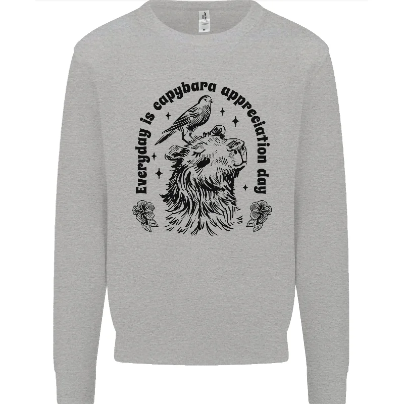 Capybara Appreciation Day Mens Sweatshirt Jumper Hoodie with Metallic Shiny Futuristic Capybara Appreciation Day Mens Sweatshirt Jumper Hoodie with Metallic Shiny Futuristic
