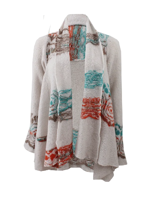 Swirls Serape Cardigan Solid Print Embellished