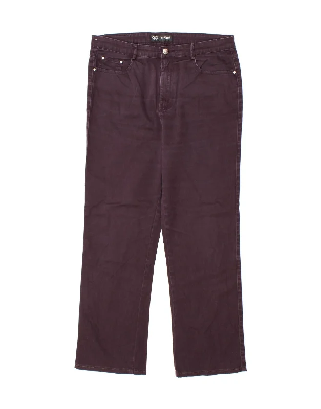 VINTAGE Womens Straight Casual Trousers IT 46 Large W32 L26 Purple Cotton Trousers Winter Warm