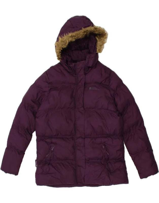 MOUNTAIN WAREHOUSE Womens Hooded Padded Coat UK 16 Large Purple Polyester Peter Pan Collar Cowl Neck Turtleneck