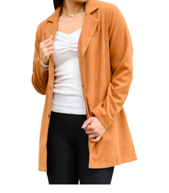 She's On Point Collared Coat In Rust Fitted Loose Oversized