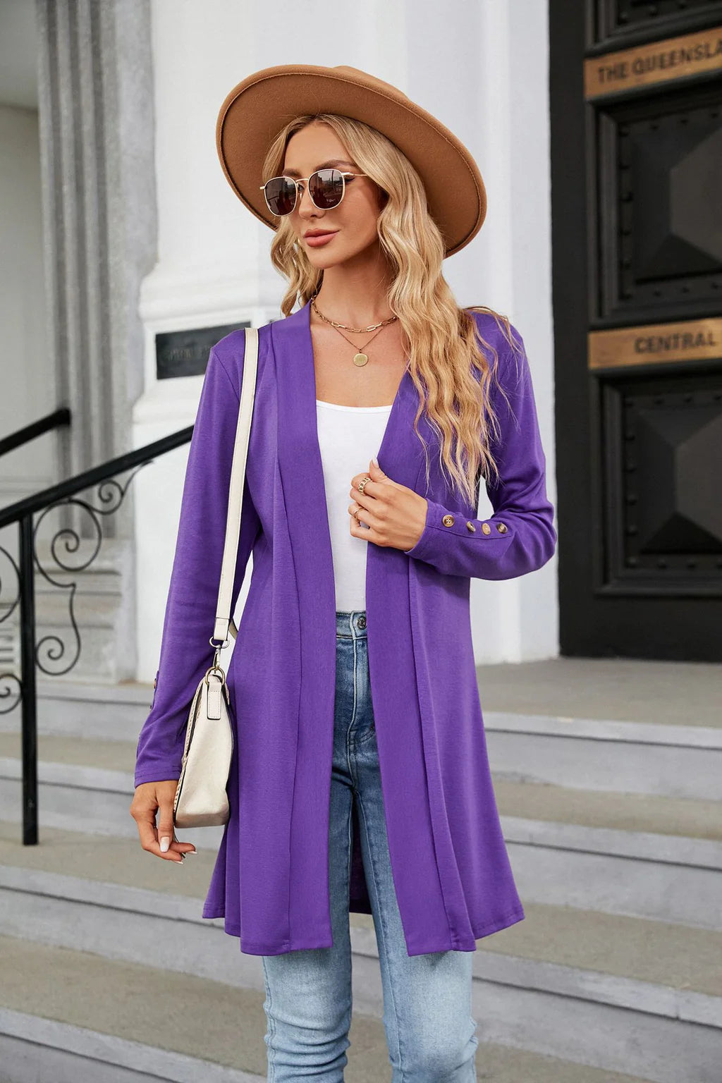 SOLID COLOR BUTTON LOOSE LONG SLEEVE COAT Pockets Sleeves Lining