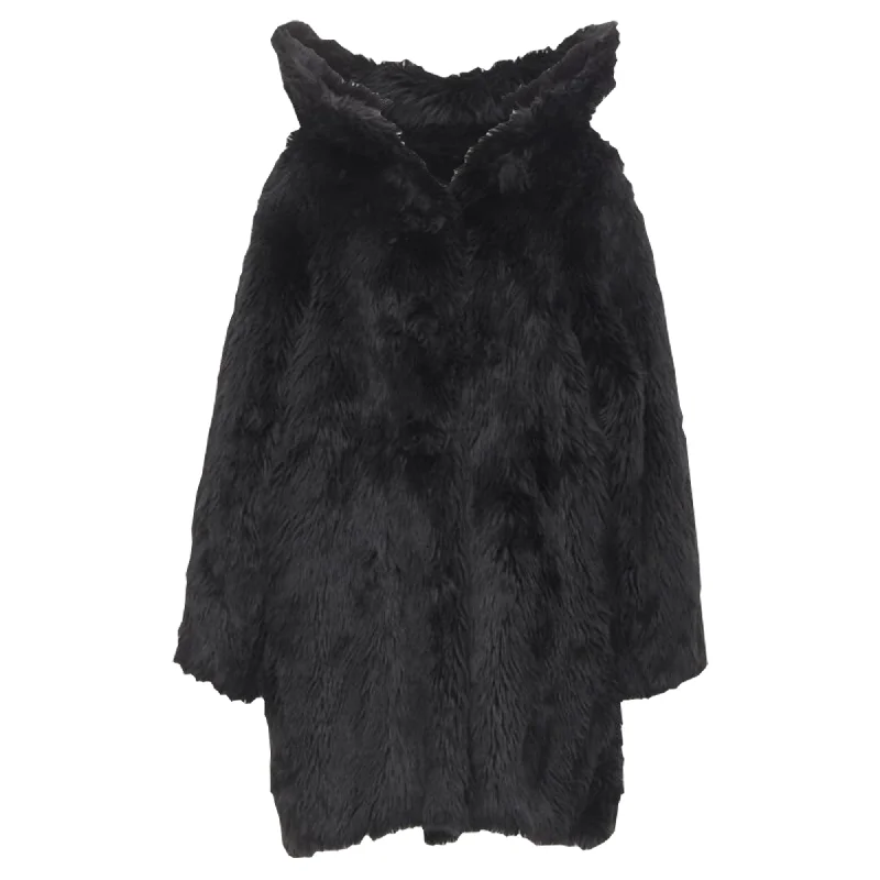 Balenciaga faux fur swing off shoulder coat Off-the-Shoulder Jacket Double-Breasted Coat Single-Breasted Coat