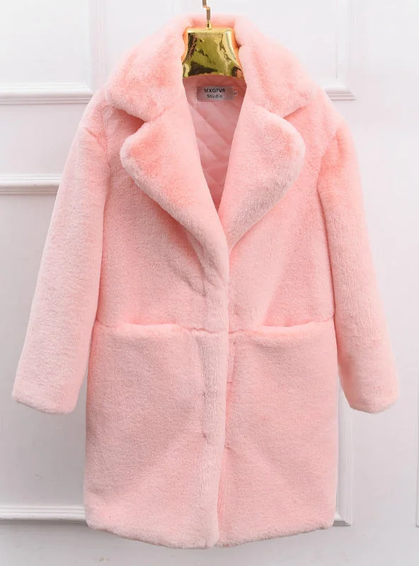 Women Fur Coat Imitation Lambs Wool Winter Coat Buttoned Zippered Snapped