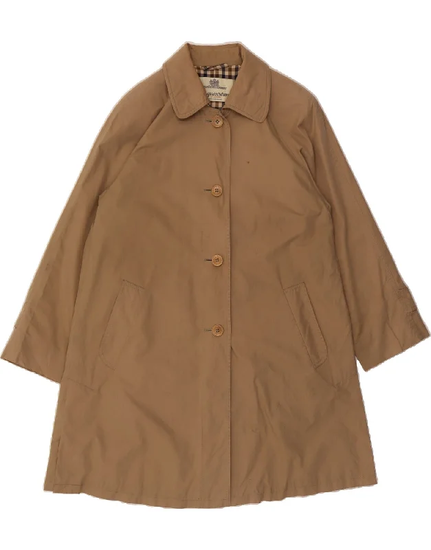 AQUASCUTUM Womens Trench Coat UK 14 Medium Brown Zip Front Button Front Snap Front