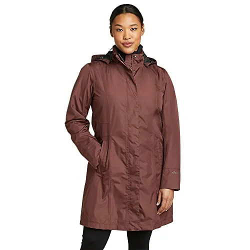 Eddie Bauer Women's Girl on the Go Trench Coat Boat Neck Jacket Square Neck Jacket One-Shoulder Jacket