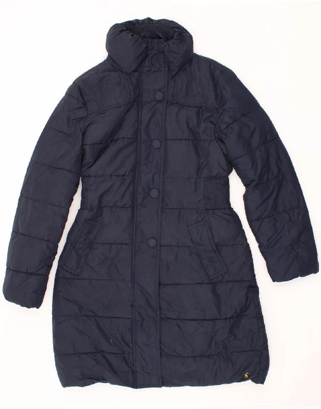 JOULES Womens Padded Coat UK 14 Large Navy Blue Polyester Jersey Tulle Batik