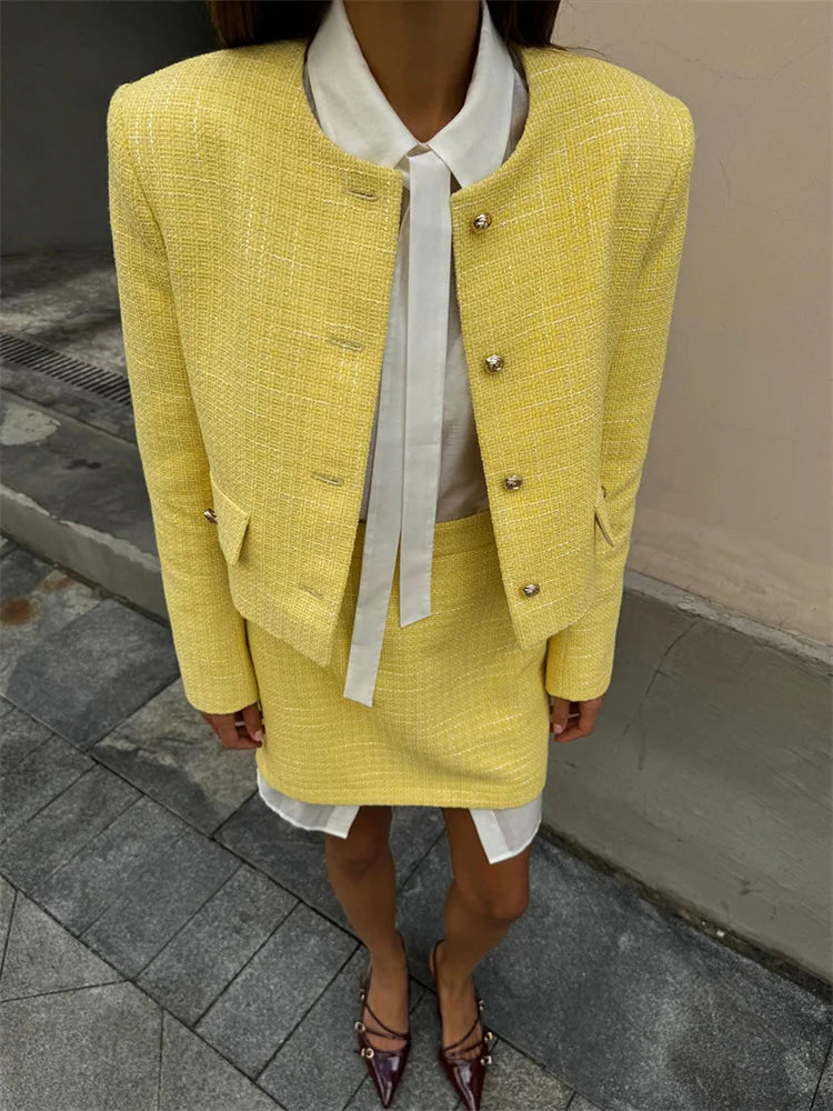 Advbridge Fashion Luxury 2 Piece-Set Skirt Female Elegant Pocket Suit Coat And High Waist Solid Skirt Sets Women's Autumn Outfits Solid Print Jacquard Advbridge Fashion Luxury 2 Piece-Set Skirt Female Elegant Pocket Suit Coat And High Waist Solid Skirt Sets Women's Autumn Outfits Solid Print Jacquard