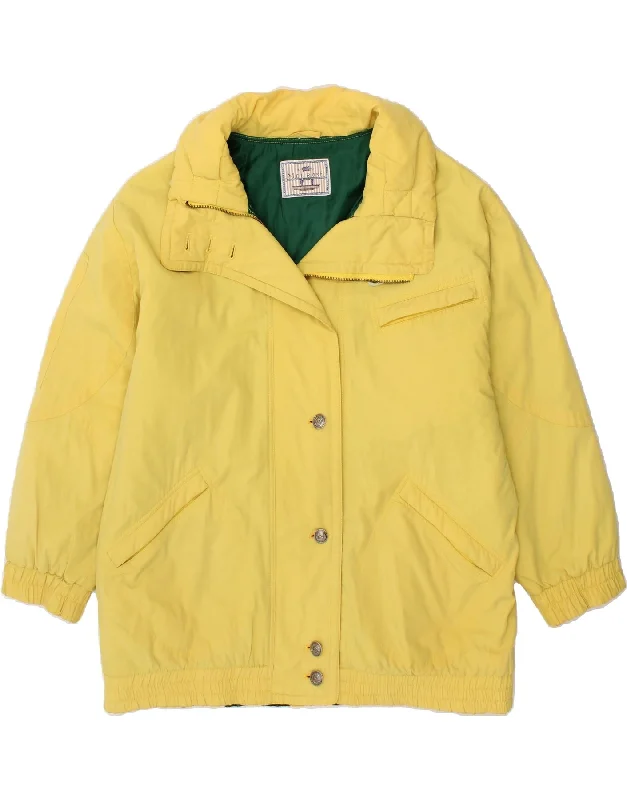 VINTAGE Womens Windbreaker Coat UK 22 3XL Yellow Polyester Fleece Down Feather