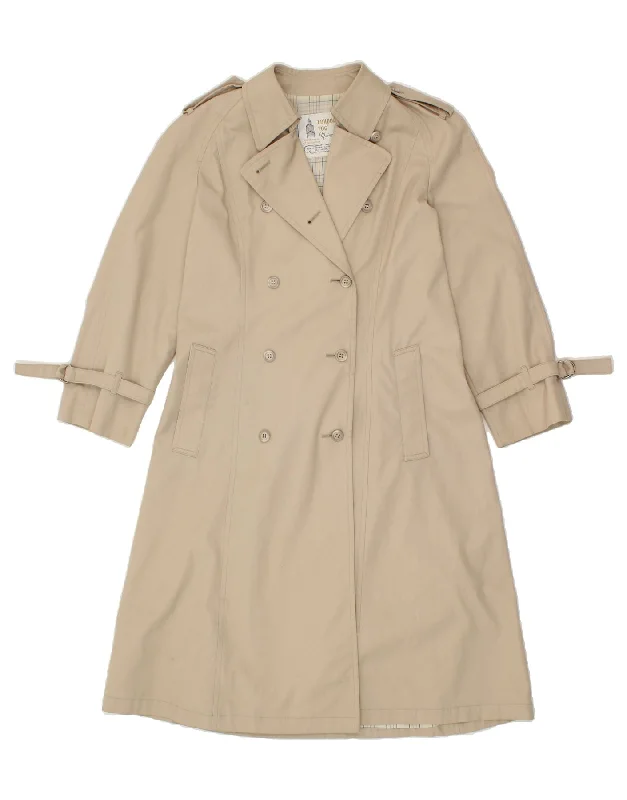 LONDON FOG Womens Petite Trench Coat US 8 Medium Beige Polyester Cotton Linen Terry