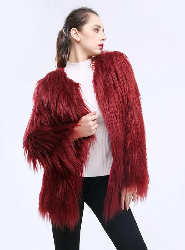 Imitation Fur Coat Long Hair Coat Wool Speed Mesh Canvas Denim