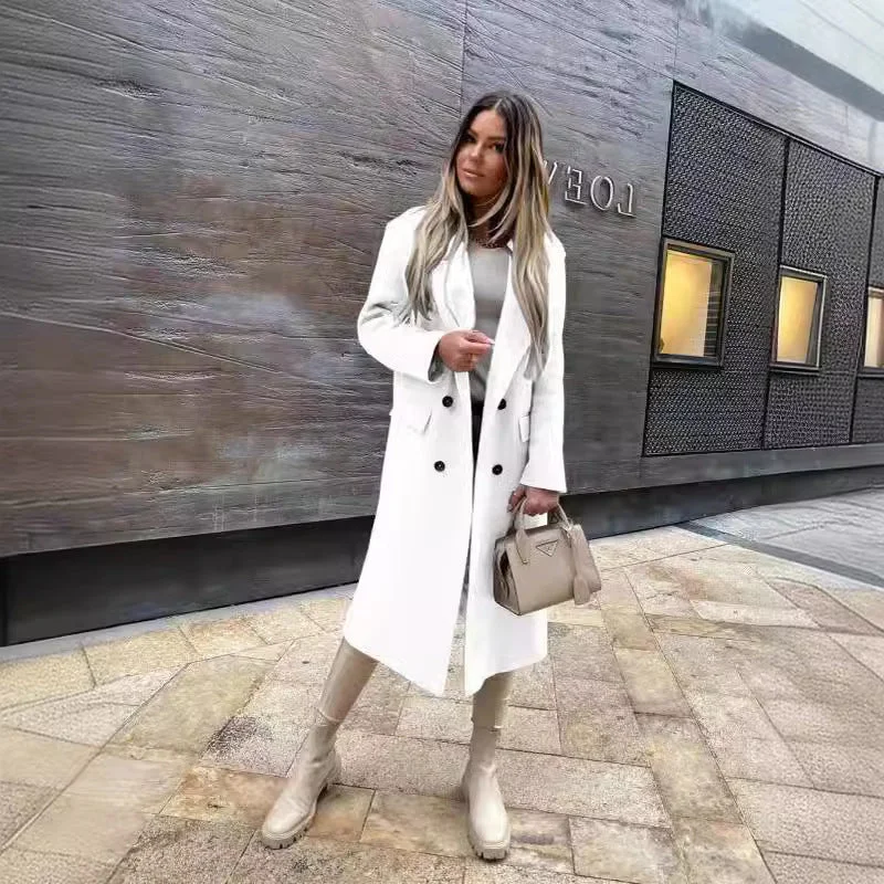Advbridge college fall outfits 2024 Popular Autumn and Winter Long Sleeve Suit Collar Double Breasted Girl Coat Coat for Women Welt Pockets Slit Pockets Flap Pockets Advbridge college fall outfits 2024 Popular Autumn and Winter Long Sleeve Suit Collar Double Breasted Girl Coat Coat for Women Welt Pockets Slit Pockets Flap Pockets