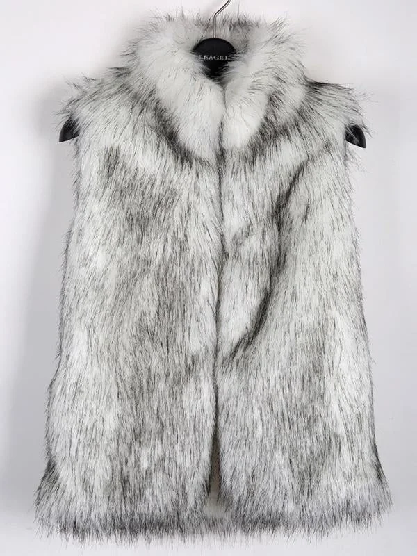 Elegance Collar Vest Faux Fur Coat Off-the-Shoulder Jacket Double-Breasted Coat Single-Breasted Coat