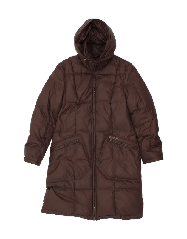 GAS Womens Hooded Padded Coat UK 12 Medium Brown Polyamide Sleeveless Short Sleeve Long Sleeve