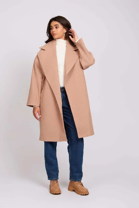 Women Gookh Oversize Coat Blush Turtleneck Jacket Crew Neck Jacket V-Neck Jacket