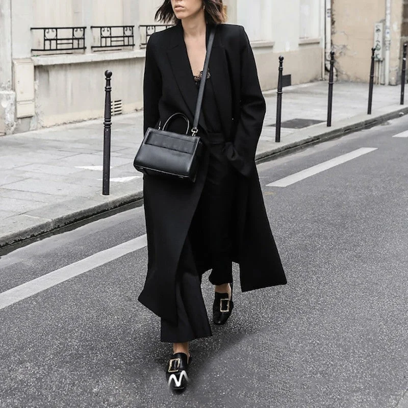 Advbridge fall fashion British Style Trench Coat 2024 Spring New Retro High-Grade Long Straight Slimming Black Coat for Women Jersey Tulle Batik Advbridge fall fashion British Style Trench Coat 2024 Spring New Retro High-Grade Long Straight Slimming Black Coat for Women Jersey Tulle Batik