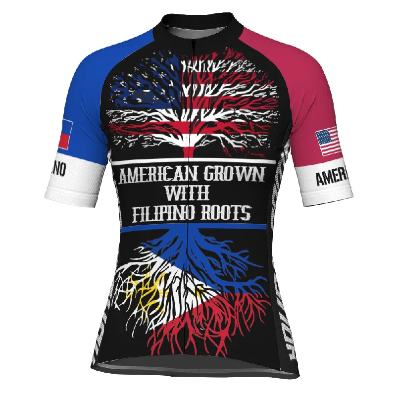 Customized Filipino American Short Sleeve Cycling Jersey For Women Winter Jersey Top Customized Filipino American Short Sleeve Cycling Jersey For Women Winter Jersey Top