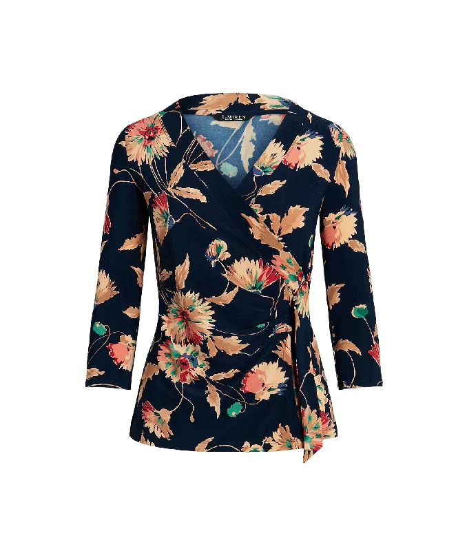 Floral Stretch Jersey Top - Multi Autumn Jersey Shirt