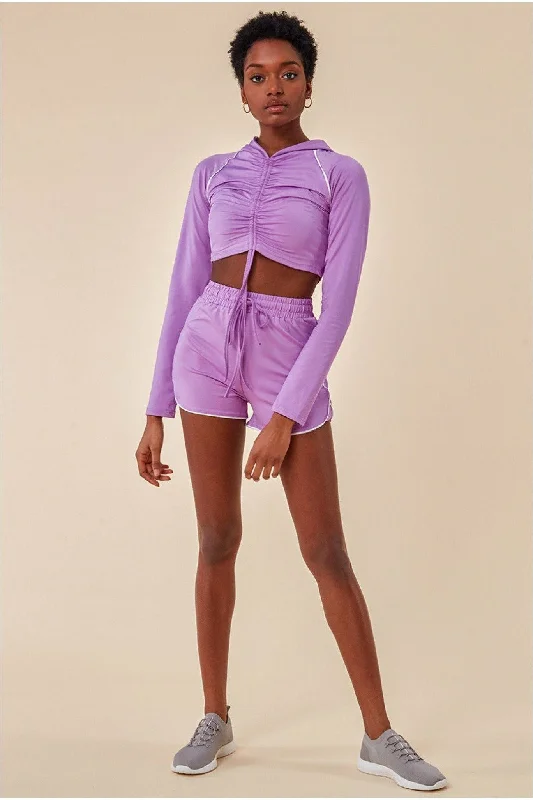 Cosmochic Jersey Short Set With Drawstring Top - Purple Branded Jersey Tee