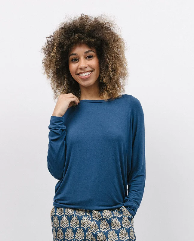 Fawn Slouch Jersey Pyjama Top Royal Blue Jersey Shirt