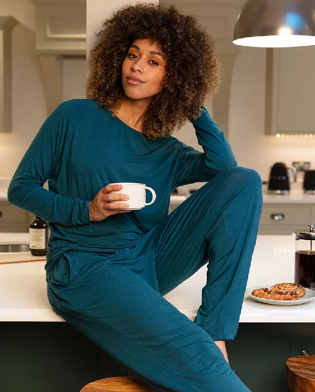 Maple Teal Solid Slouch Jersey Pyjama Set Lavender Jersey Tee